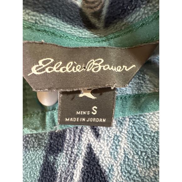 Eddie Bauer Aztec Fleece Pullover Sweatshirt Men’s S Blue Vintage Print Retro - Picture 4 of 7